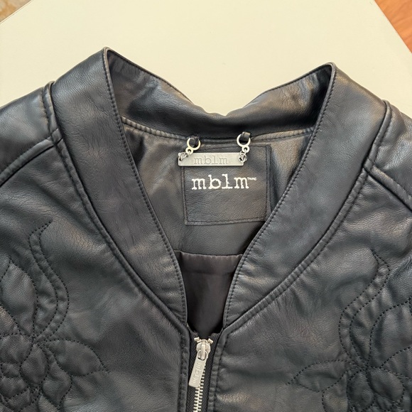 Whimsigoth Biker Moto Chic Faux Leather Jacket Floral Embroidered Edgy Rocker - Picture 6 of 7